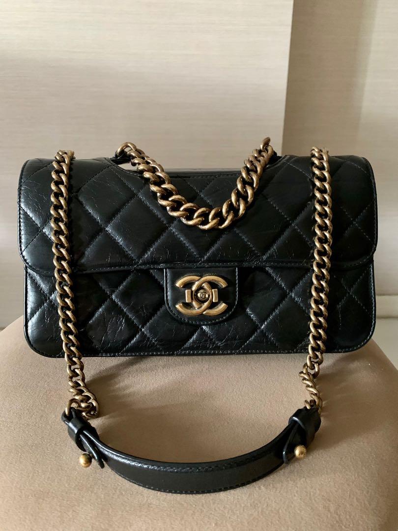 Authentic Chanel Black Perfect Edge Small Flap Bag in Antique Gold Hardware  classics flap CF, Luxury, Bags & Wallets on Carousell