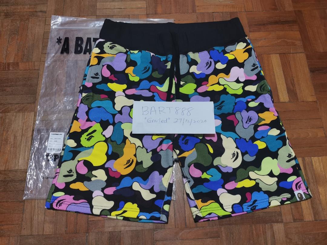 bape multicolor camo shorts