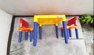 Big Box Children’s Multi-Color Durable Study Table and Double Chair Set 70KG Max Capacity