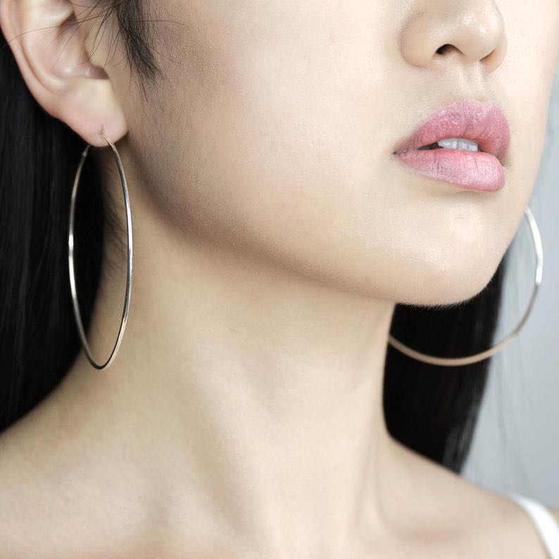 Big silver hoop earrings Women s Fashion Jewelry Organisers