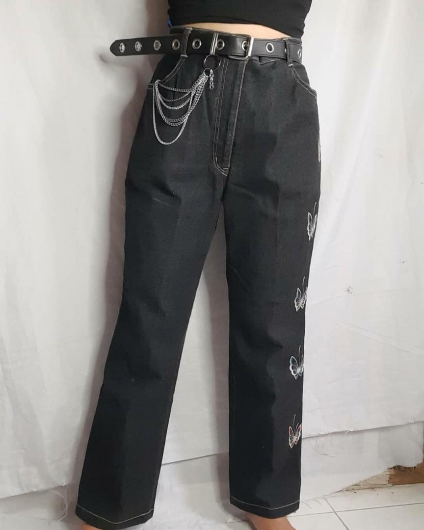 Butterfly Mom Jeans, Women's Fashion, Bottoms, Other Bottoms on Carousell