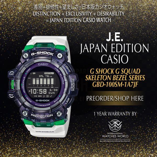 CASIO JAPAN EDITION G SHOCK G SQUAD SKELETON WHITE AND GREEN GBD