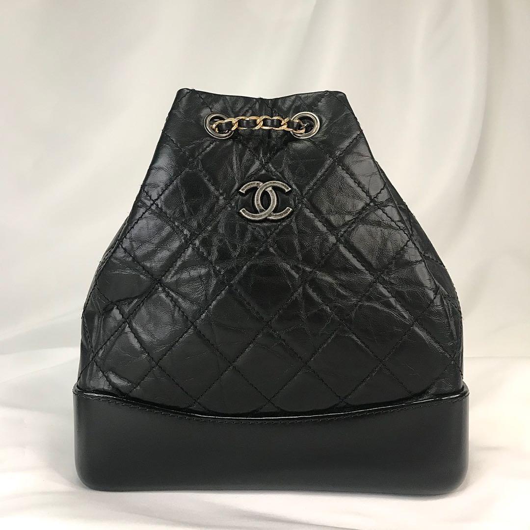 Chanel Small Gabrielle Backpack in black lambskin, Luxury, Bags