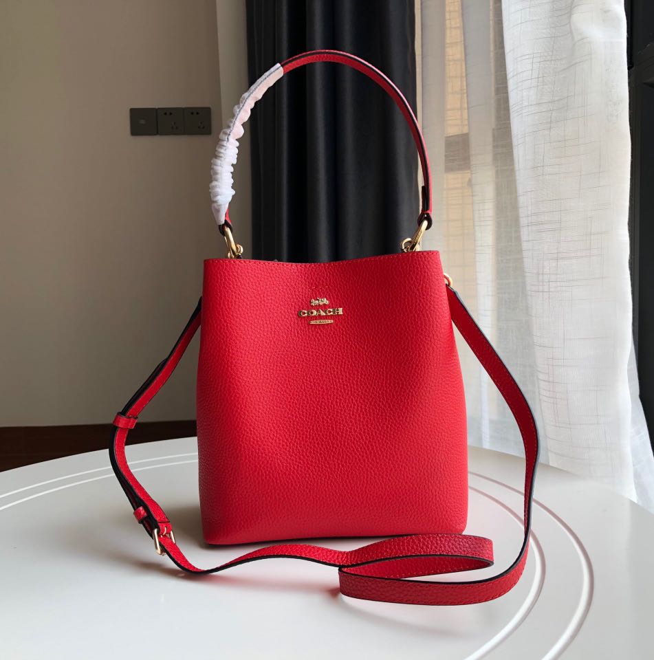 coach small town bucket bag red