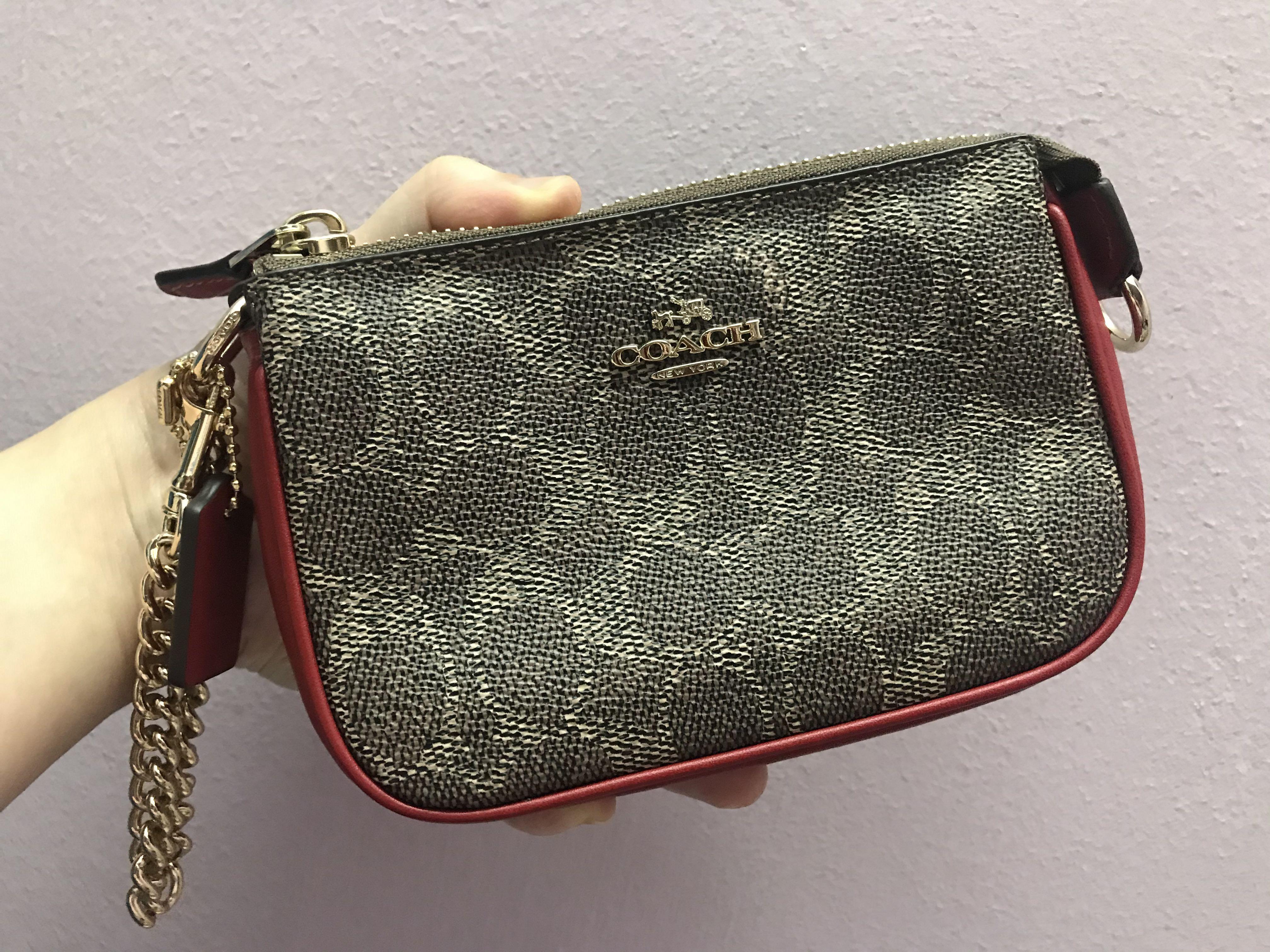 Coach Small Wristlet Purse With Gold Chain, Luxury, Bags & Wallets on  Carousell