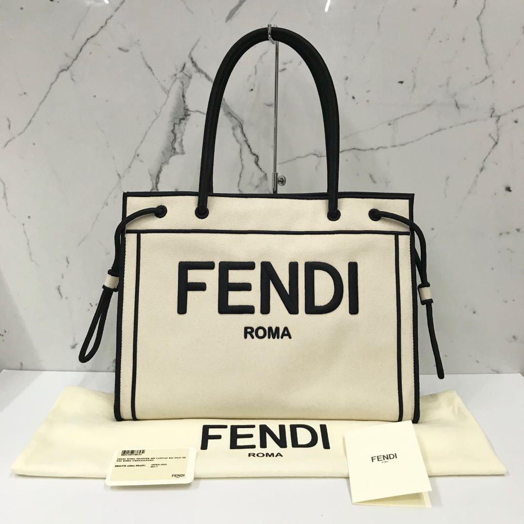 fendi white canvas bag