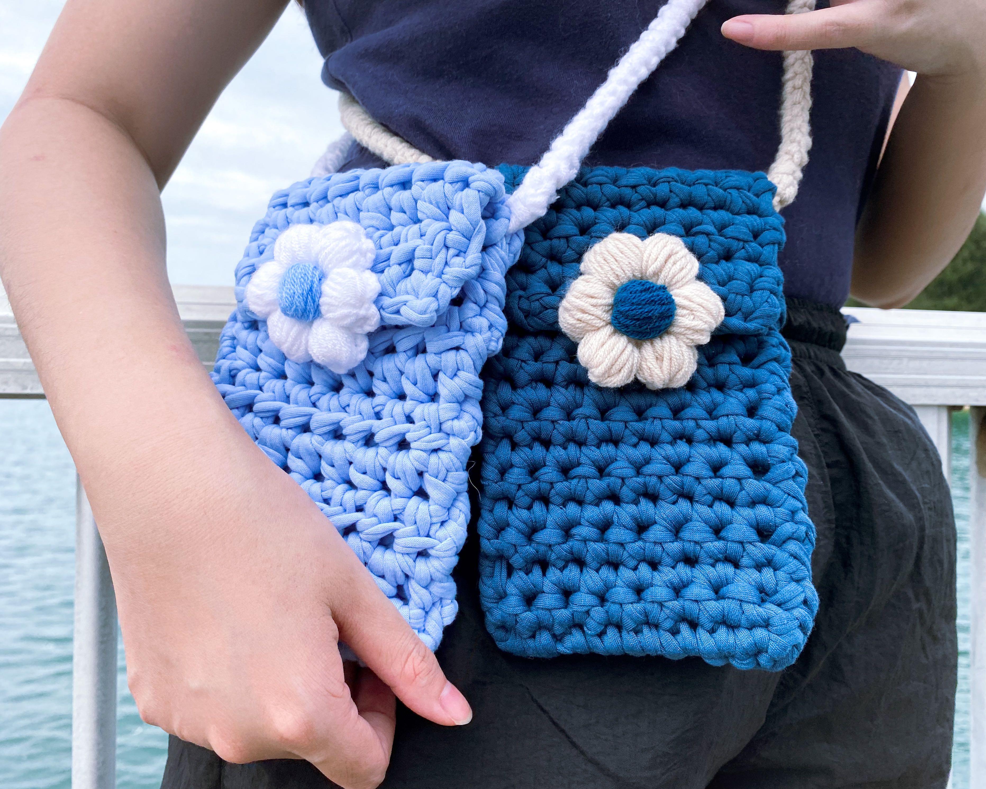 Flower Mini Sling Bag Handmade Crochet