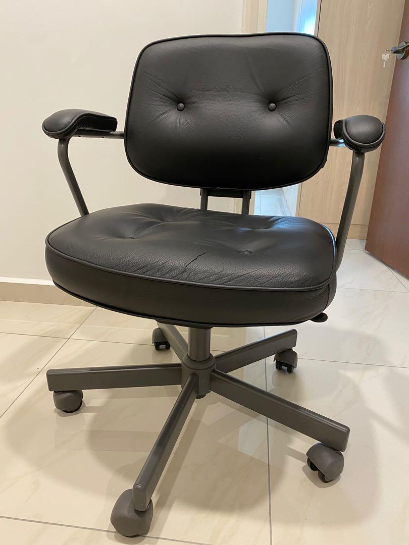 Full Leather office chair ikea alefjall, Furniture & Home Living
