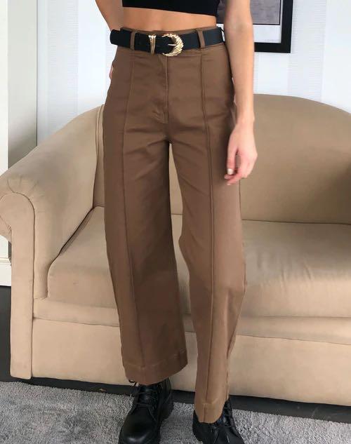 Glassons wide leg pintuck pants (brown 