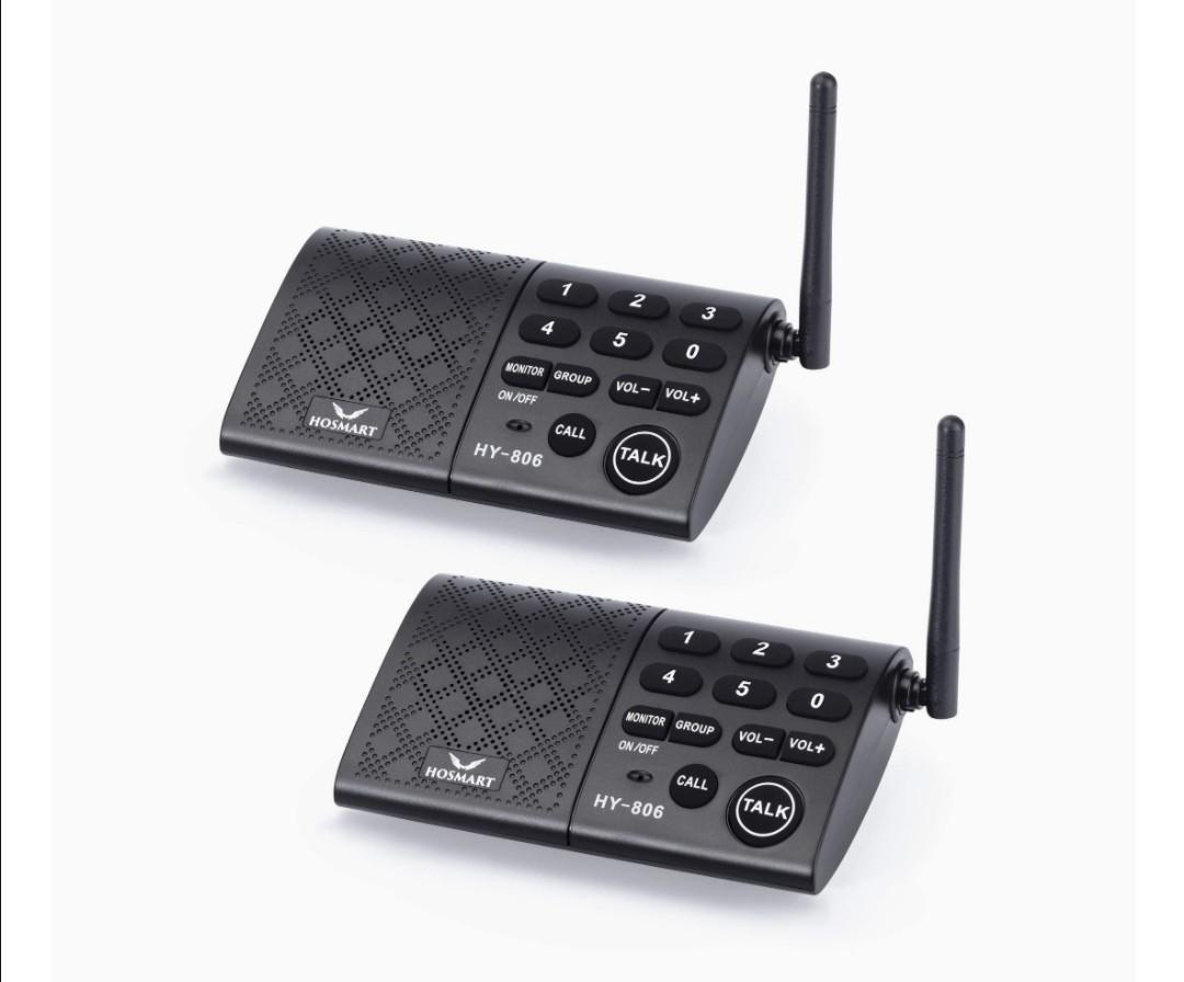 Hosmart Indoor Outdoor Portable Wireless Intercom System 2 Units Walkie ...