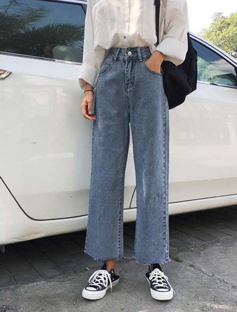 Wide leg jeans  Korean street fashion, Korean fashion trends, Korean  fashion