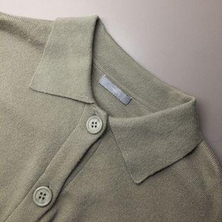 MEIER.Q｜超仙の灰綠襯衫領排釦柔軟針織外套