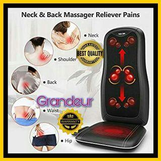 Neck & Back Massager Shiatsu Massage Chair for Seat Cushion Pad Full Body–3D Deep Kneading Vibration Heat Relieve Muscle Pain for Home Office Use