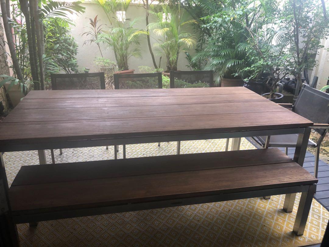 Outdoor table bench and chairs, Furniture & Home Living, Furniture