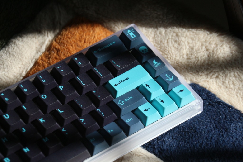PBT Keycaps Grey/Black/Teal/Blue Colorway In Stock mechanical keyboard