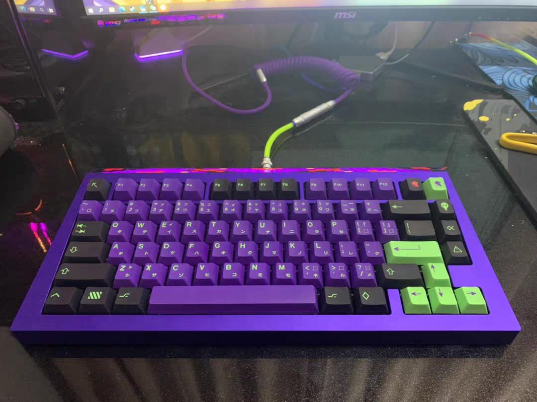 PBT Keycaps Mecha Keycaps Purple Neon Green Black colorway mechanical