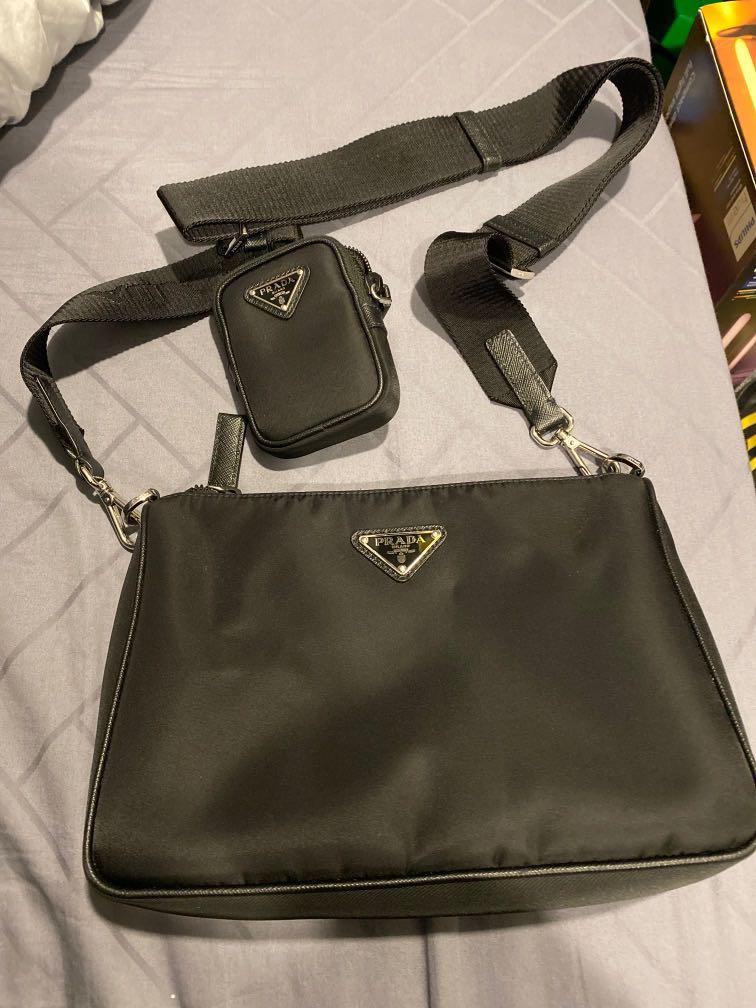 Prada Nylon and Saffiano leather bag with strap Men, Luxury, Bags & Wallets  on Carousell