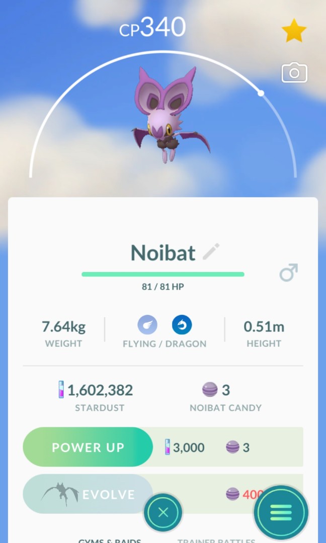 Rare Noibat Pokemon Go Video Gaming Gaming Accessories Game Gift Cards Accounts On Carousell