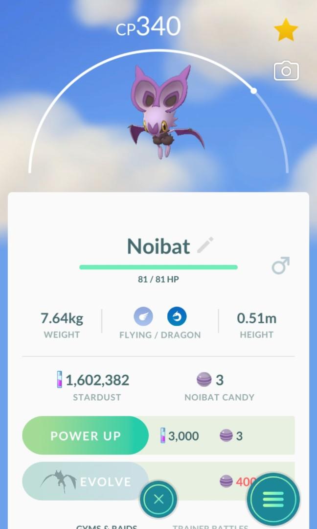 Rare Noibat Pokemon Go Video Gaming Gaming Accessories Game Gift Cards Accounts On Carousell