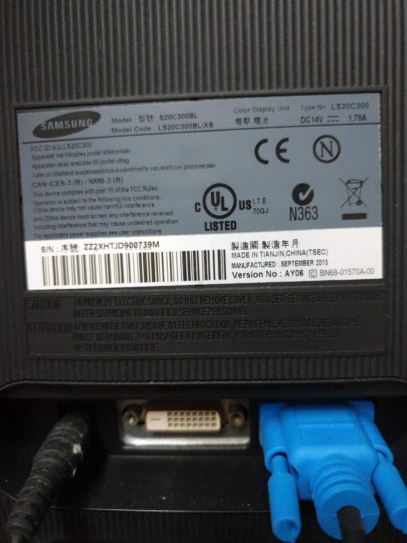 19.5in Samsung Monitor Model S20C300BL, Computers & Tech, Parts ...