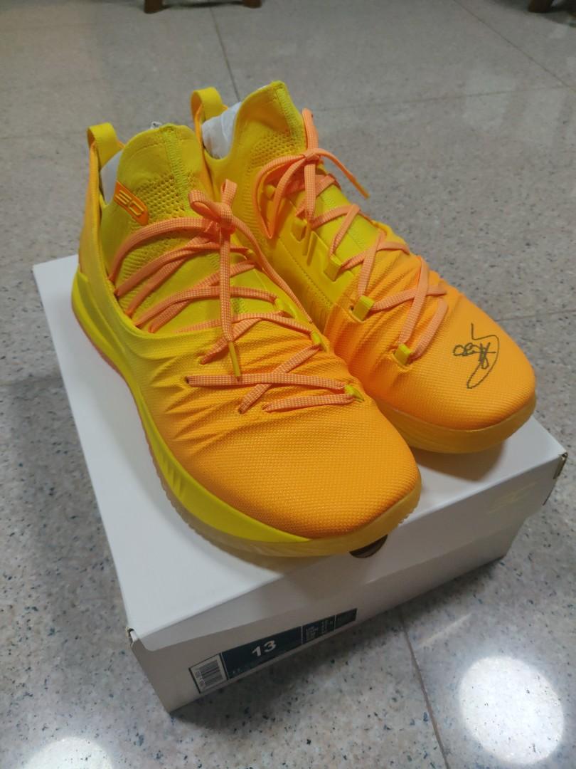 SIGNED Under Armour Curry 5 Yellow Orange Asia Tour Men s Fashion