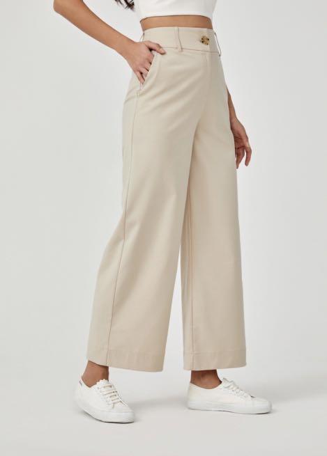 High waisted tailored wide leg pants Clearance