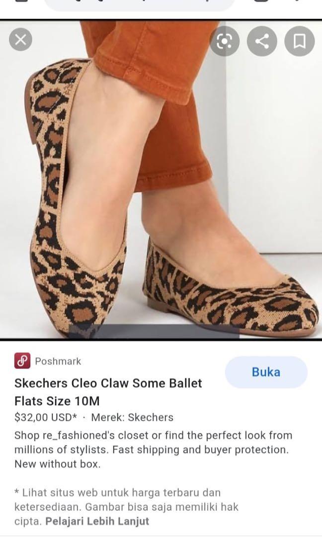 Skechers CLEO CLAWSOME leopard new original Fesyen Wanita