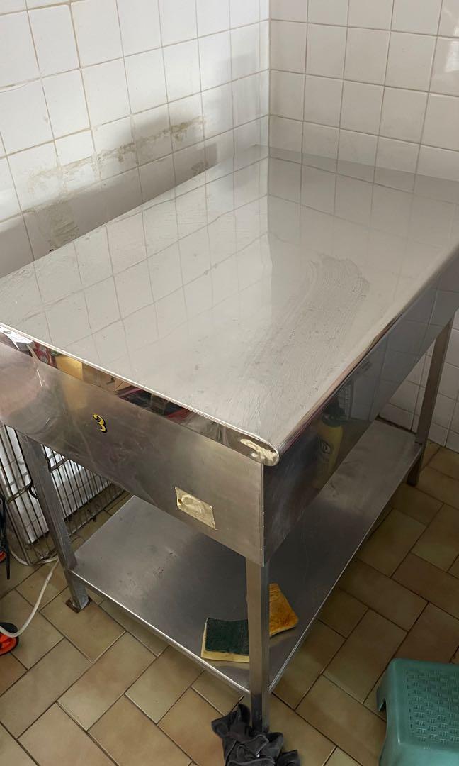 Stainless steel storage table, Furniture & Home Living, Furniture