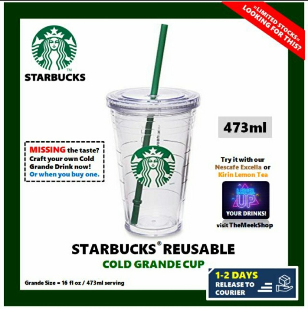 Replacement Straw + Brush for Grande Cup - Stainless Steel + Cleaner Grande Frappuccino Blended Cold To-Go Reusable Drink Tumbler