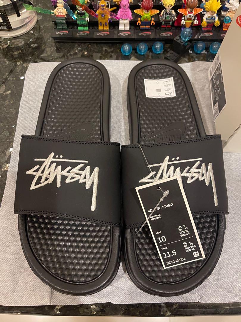 Stussy x Nike Benassi Slide 黑拖鞋us10 28cm, 他的時尚, 鞋, 運動鞋