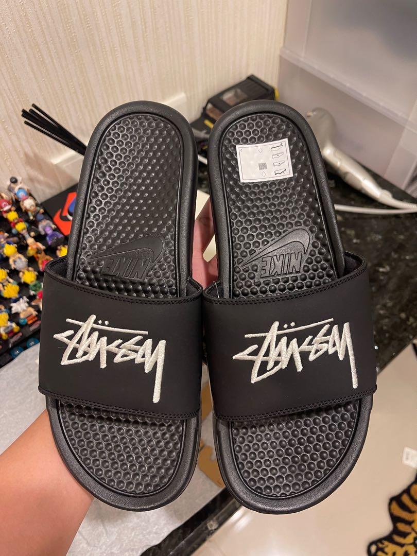 Stussy x Nike Benassi Slide 黑拖鞋us10 28cm, 他的時尚, 鞋, 運動鞋