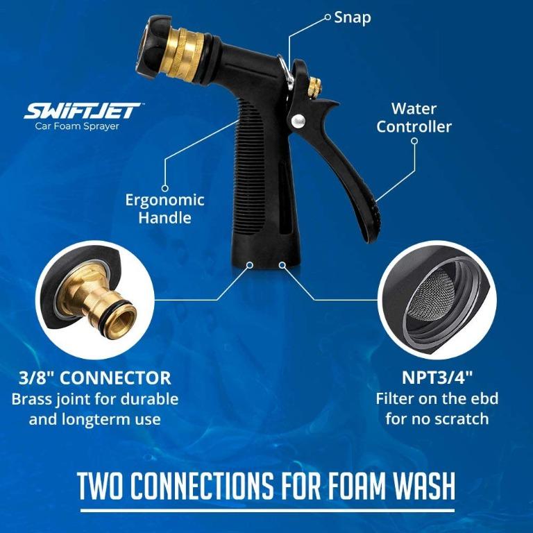 SwiftJet Car Wash Foam Gun Sprayer with Thick Suds Adjustable Water
