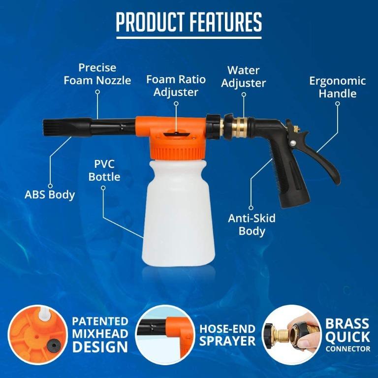 SwiftJet Car Wash Foam Gun Sprayer with Thick Suds Adjustable Water