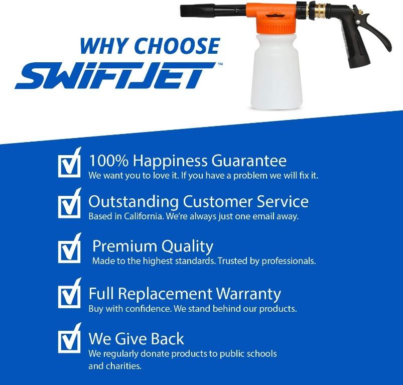 SwiftJet Car Wash Foam Gun Sprayer with Thick Suds Adjustable Water