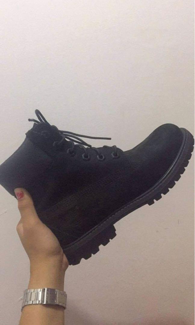 black leather timberlands