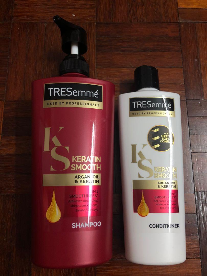 Tresemme Keratin Smooth Argan Oil Keratin 5 In 1 Smoothness Shampoo Conditioner Set Health Beauty Hair Care On Carousell