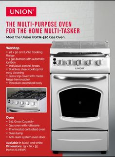 Union Gas Range Ugcr 510 Home Furniture Home Appliances Cooking And Ovens On Carousell