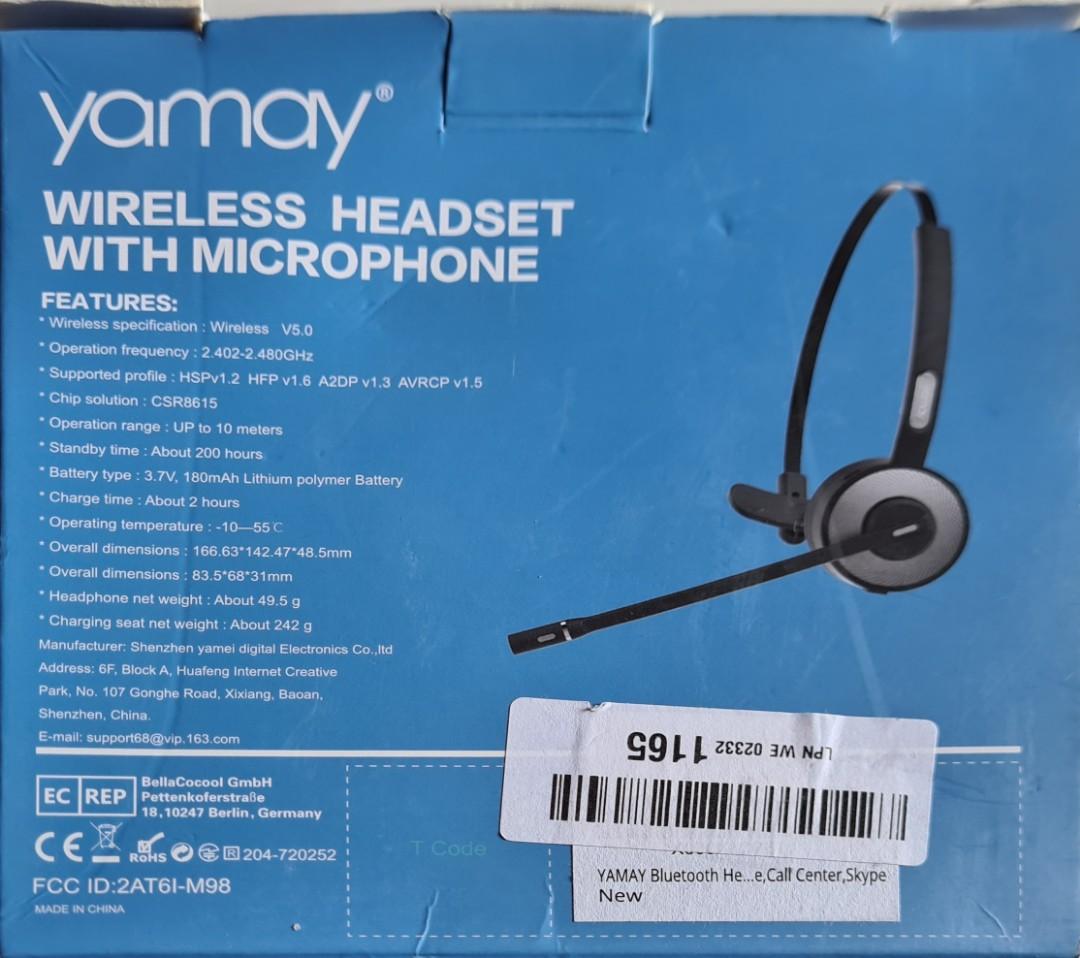 Yamay Wireless Headset with Mic, Audio, Headphones & Headsets on Carousell