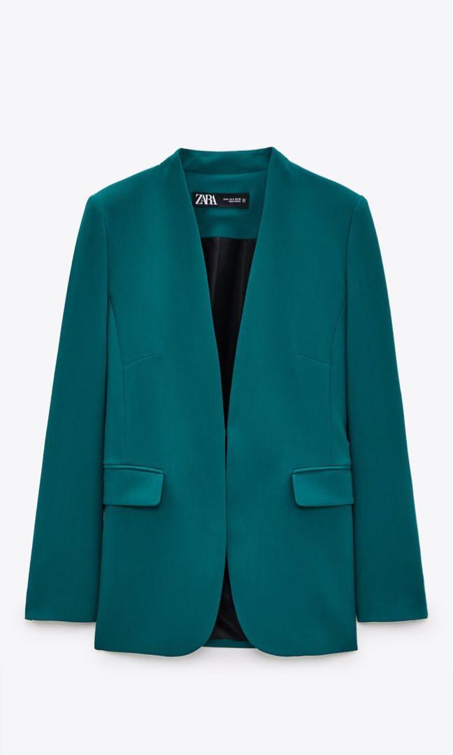 zara collarless blazer Women s Fashion Coats Jackets and