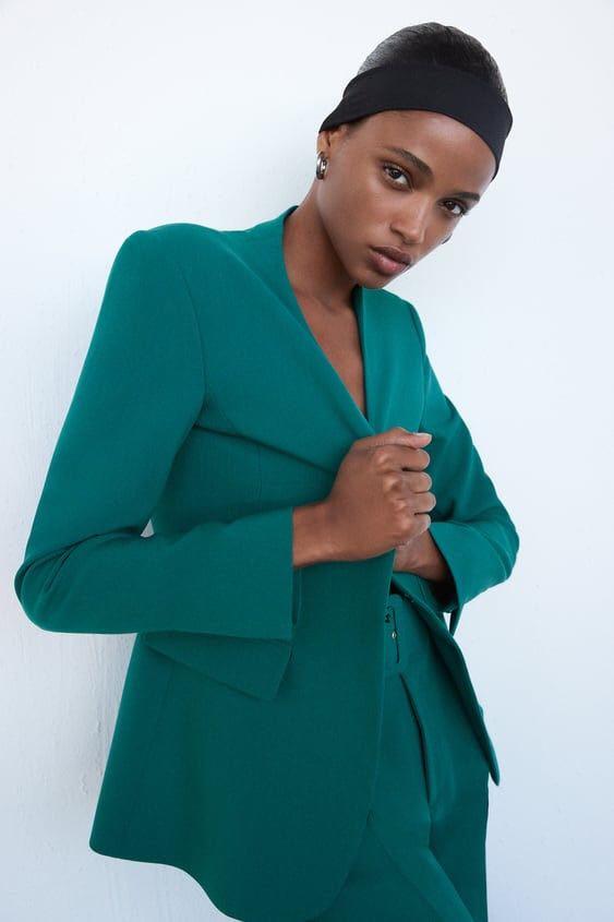 Zara hot sale collarless blazer