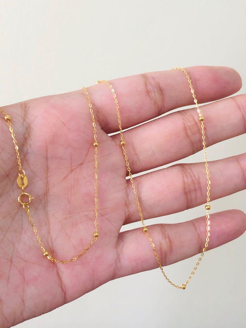 18k Saudi Gold Ball Station Necklace 18 