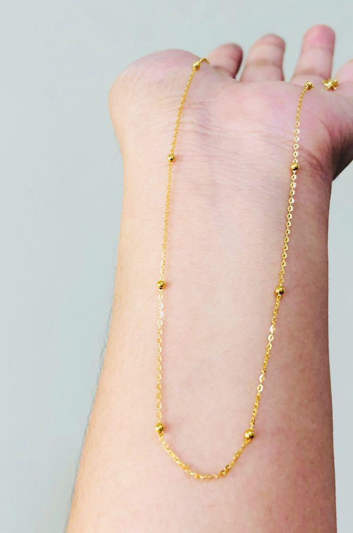 Gold ball station necklace