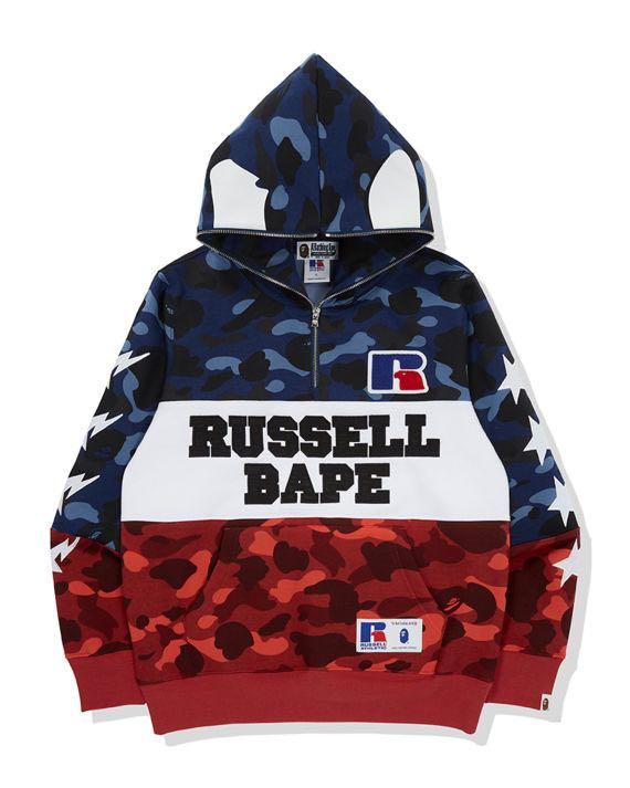 A BATHING APE® X RUSSELL ATHLETIC Color Camo quarter zip hoodie