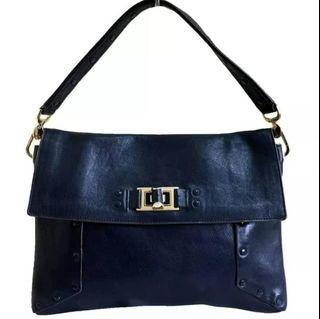 SALE! Anya Hindmarch Navy Studded Leather Envelope Bag Authentic Preloved