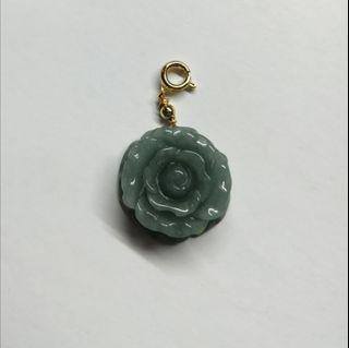 Blueish Green Hand carved Rose Jadeite Pendant