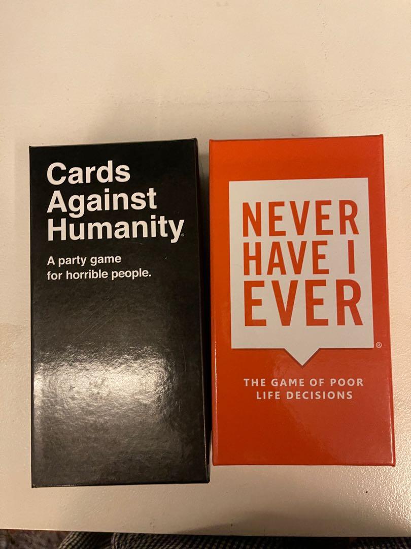 Cards Against Humanity / Never Have I Ever (Category: Storybooks) located in Taguig. Submitted by hellofritzi (Listing ID 1059169343, Image 1). Description: Decluttering Authentic Card Game Bought from Hobbes and Landes Must Buy both Brandnew.