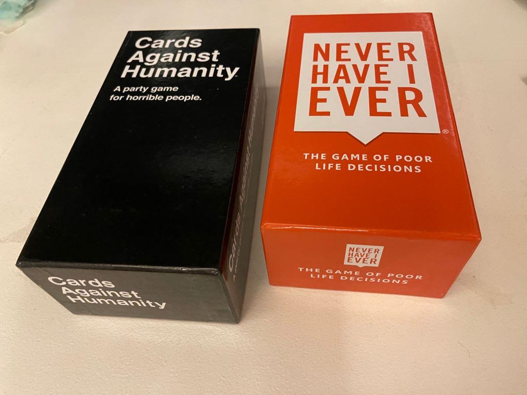 Cards Against Humanity / Never Have I Ever (Category: Storybooks) located in Taguig. Submitted by hellofritzi (Listing ID 1059169343, Image 2). Description: Decluttering Authentic Card Game Bought from Hobbes and Landes Must Buy both Brandnew.