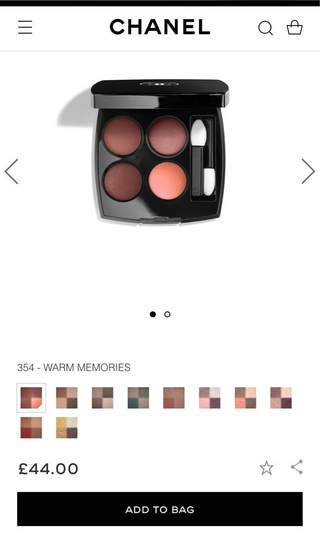 Chanel Warm Memories (354) Les 4 Ombres Multi-Effect Quad Eyeshadow  Palette, Beauty & Personal Care, Face, Makeup on Carousell