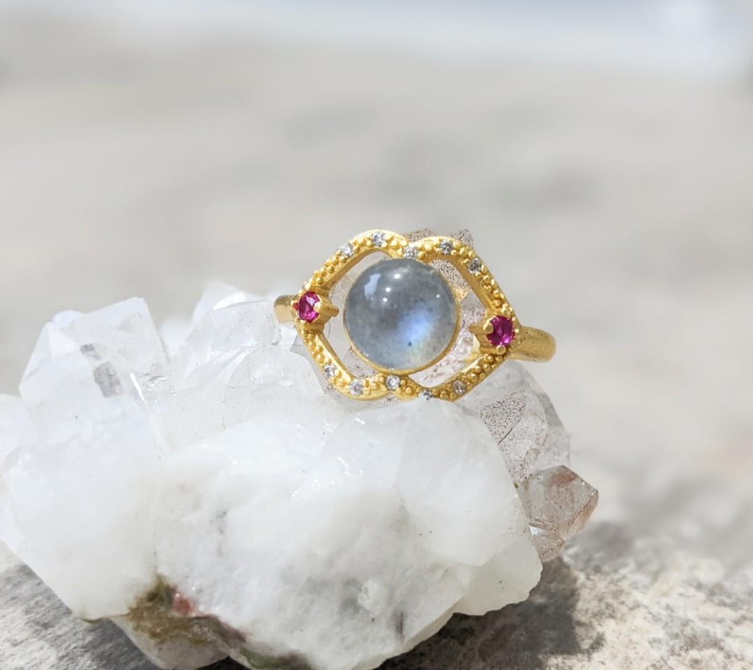 Citrine Blue Tourmaline Golden Sunstone Labradorite Blue Topaz Ring 925 Silver Women s Fashion Jewelry Organisers Precious Stones on Carousell