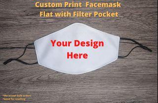 Custom Facemask Flat with Filter Pocket - No Minimum Order